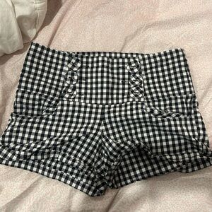 Black and White Checkered Women's Shorts